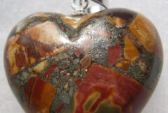 Pyrite - Picasso Jasper Heart Pendant - For Sale